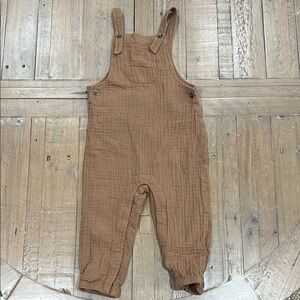 Rylee + Cru Brown Gauze Overalls